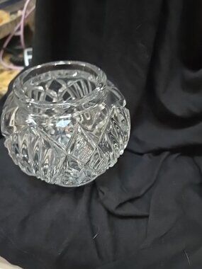 Vintage Heavy Led Crystal Rose Bowl 4" x 3.25" Tall